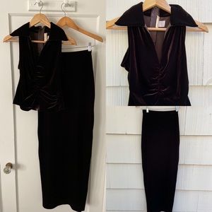Vintage Cache 2 piece crushed velvet gown